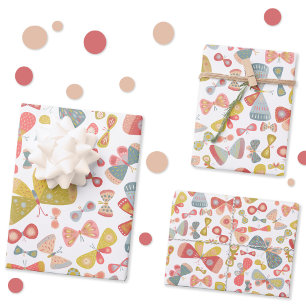 Butterfly roze groen inpakpapier vel