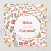 Butterfly roze groen zijn mijn Bridesmaid Kaart (Voorkant / Achterkant)