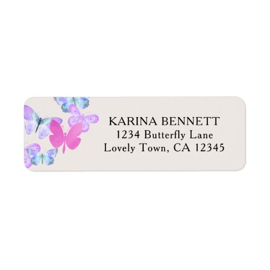  Butterfly roze Lila Return Address Label (Voorkant)
