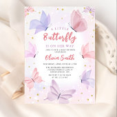 Butterfly Roze Meisje Baby shower Invitation Kaart