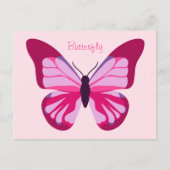 Butterfly  Roze Paars Briefkaart (Voorkant)