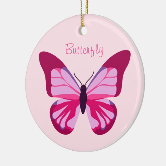 Butterfly Roze Paars Keramisch Ornament (Links)
