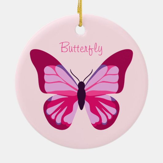 Butterfly Roze Paars Keramisch Ornament (Achterkant)