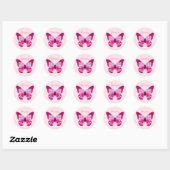 Butterfly  Roze Paars Ronde Sticker (Vel)