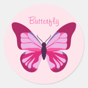 Butterfly  Roze Paars Ronde Sticker