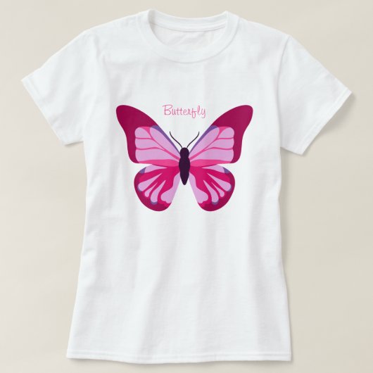 Butterfly  Roze Paars T-shirt (Design voorkant)