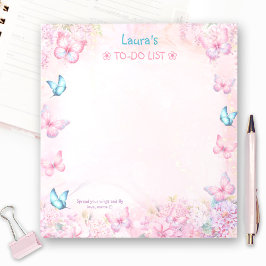 Butterfly Roze Paarse Bloemen Naam To-do Lijst Notitieblok