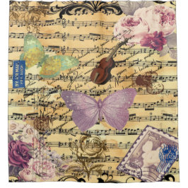 Butterfly, Rozen en Noten Ephemera Douchegordijn