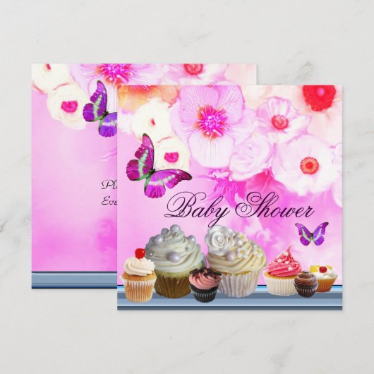 BUTTERFLY, ROZEN, STROMEN, KAPITEIN Roze Baby show Kaart (Voorkant / Achterkant)