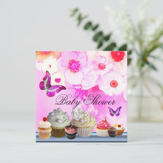 BUTTERFLY, ROZEN, STROMEN, KAPITEIN Roze Baby show Kaart (Staand voorkant)