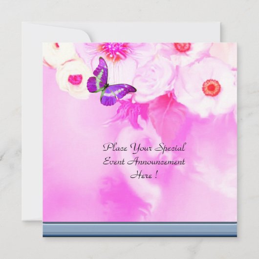 BUTTERFLY, ROZEN, STROMEN, KAPITEIN Roze Baby show Kaart (Achterkant)