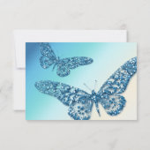 Butterfly RSVP Weddenschapkaart Blauw (Achterkant)