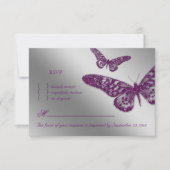 Butterfly RSVP Weddenschapkaart Paars Kaartje (Voorkant)