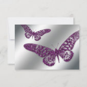 Butterfly RSVP Weddenschapkaart Paars Kaartje (Achterkant)