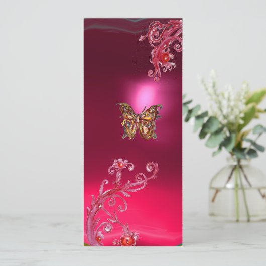 BUTTERFLY RUBY, helder rood roze violet Kaart (Staand voorkant)