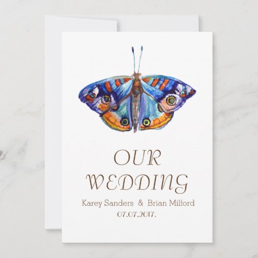 Butterfly, Rustic Canvas Wedding Invitation Kaart (Voorkant)