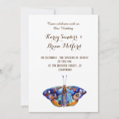 Butterfly, Rustic Canvas Wedding Invitation Kaart (Achterkant)