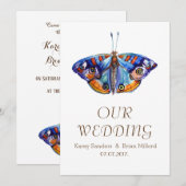 Butterfly, Rustic Canvas Wedding Invitation Kaart (Voorkant / Achterkant)