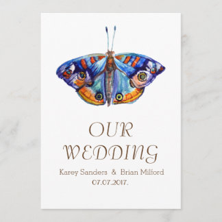 Butterfly, Rustic Canvas Wedding Invitation Kaart