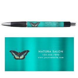Butterfly Salon Business Promotion Metallic Blauwg Pen