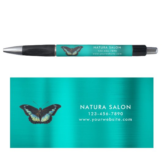 Butterfly Salon Business Promotion Metallic Blauwg Pen