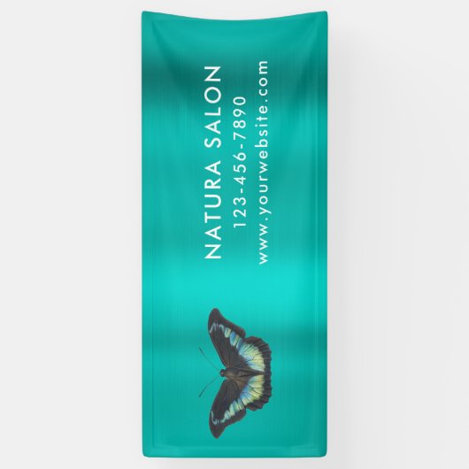 Butterfly Salon Business Promotion Metallic Blauwg Spandoek (Verticaal)
