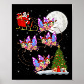 Butterfly Santa Sleigh Flying Funny Magical Christ Poster (Voorkant)