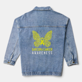 Butterfly sarcoma cancer awareness geel lint S Denim Jacket