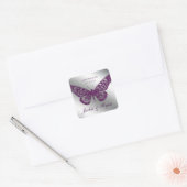 Butterfly Save Datum Bruiloft Stickers Paarse Spar (Envelop)