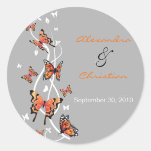 Butterfly Save De datum Bruiloft Aankondiging Ronde Sticker
