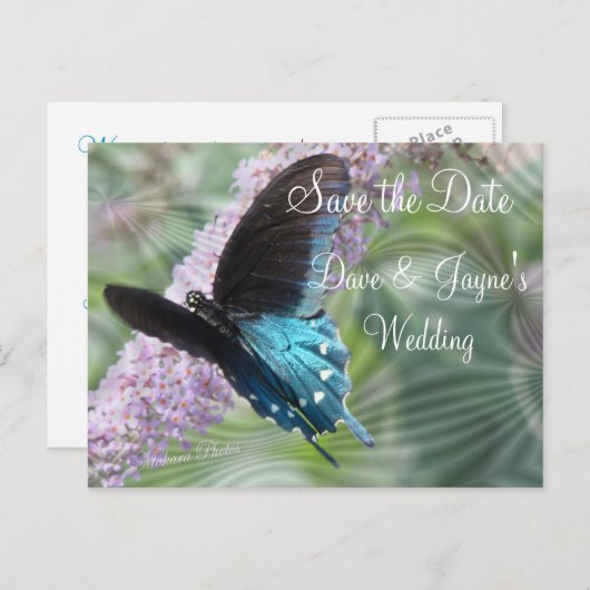 Butterfly Save the Date-aanpassen Aankondigingskaart (Voorkant / Achterkant)