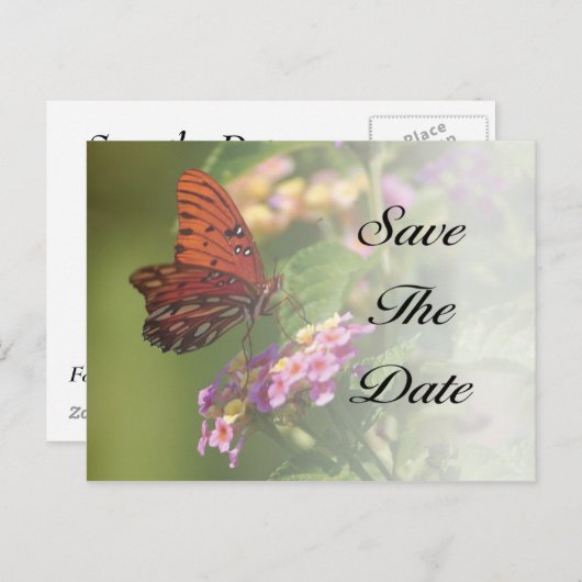 Butterfly Save the Date Briefkaart (Voorkant / Achterkant)