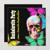 Butterfly schedel terug vrijgezellenfeest kaart (Voorkant / Achterkant)