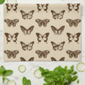 Butterfly-schets, chocoladebruin op beige theedoek (Gevouwen)