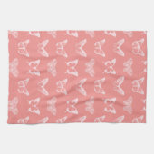 Butterfly-schets, diepe koraalroze theedoek (Horizontaal)