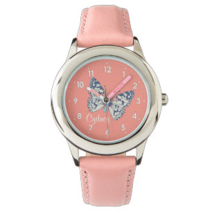 Butterfly schilderde dame genummerde naam meisjes  horloge