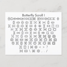 Butterfly Scroll I Zazzle Font Sampler met Guide Briefkaart