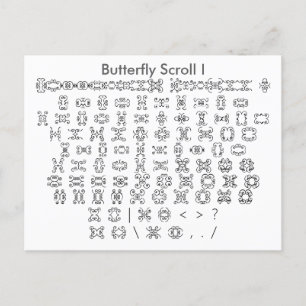 Butterfly Scroll I Zazzle Font Sampler met Guide Briefkaart