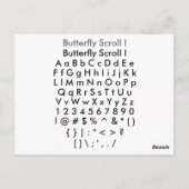 Butterfly Scroll I Zazzle Font Sampler met Guide Briefkaart (Achterkant)