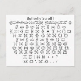 Butterfly Scroll I Zazzle Font Sampler met Guide Briefkaart