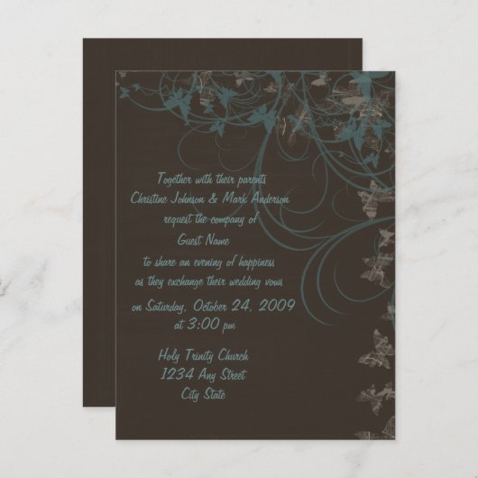 Butterfly Scrolls bruiloft uitnodiging (Voorkant / Achterkant)