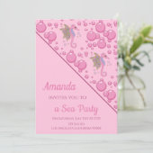 Butterfly Seahorse Custom Zee Party Roze Kaart (Staand voorkant)