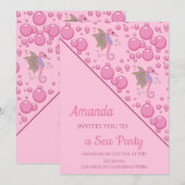 Butterfly Seahorse Custom Zee Party Roze Kaart (Voorkant / Achterkant)