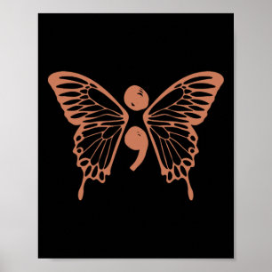 Butterfly Semicolon 988 Suicide Prevention Awarene Poster