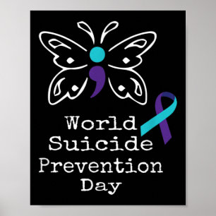 Butterfly Semicolon Gift Zelfmoord Preventie Aware Poster