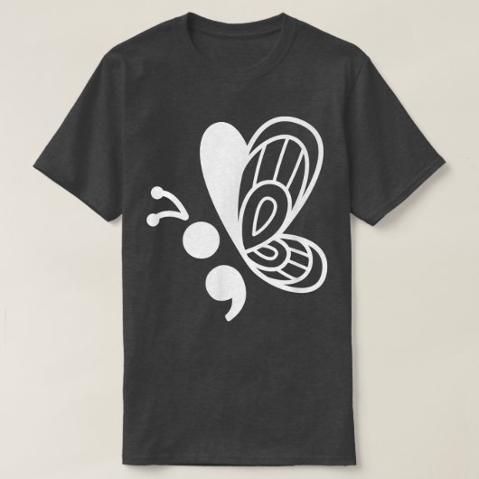 Butterfly Semicolon Mental Health Awareness 625 T-shirt (Design voorkant)