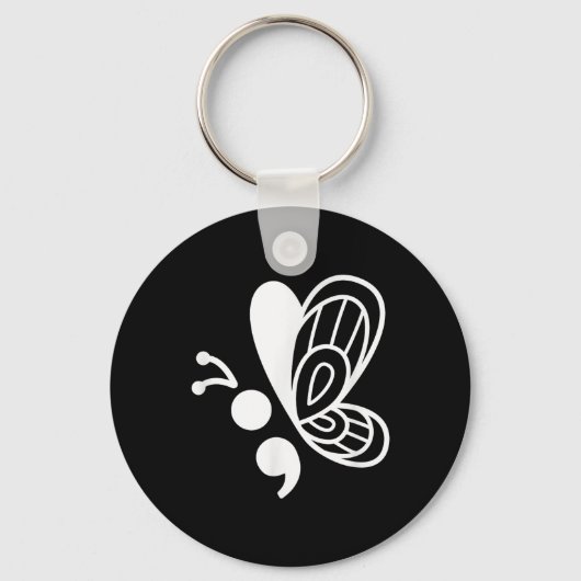 Butterfly Semicolon Mental Health Awareness Sleutelhanger (Voorkant)