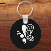 Butterfly Semicolon Mental Health Awareness Sleutelhanger (Voorkant)