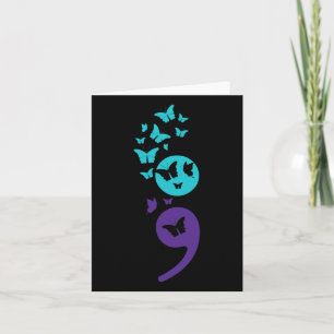 Butterfly Semicolon Suicide Awareness Mental Healt Kaart