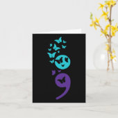 Butterfly Semicolon Suicide Awareness Mental Healt Kaart (Gele Bloem)